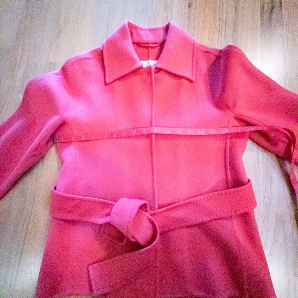 Max Mara Cucito A Mano Cashgora Wool Angora Belted Jacket Coral Sz 8 - Picture 10 of 16
